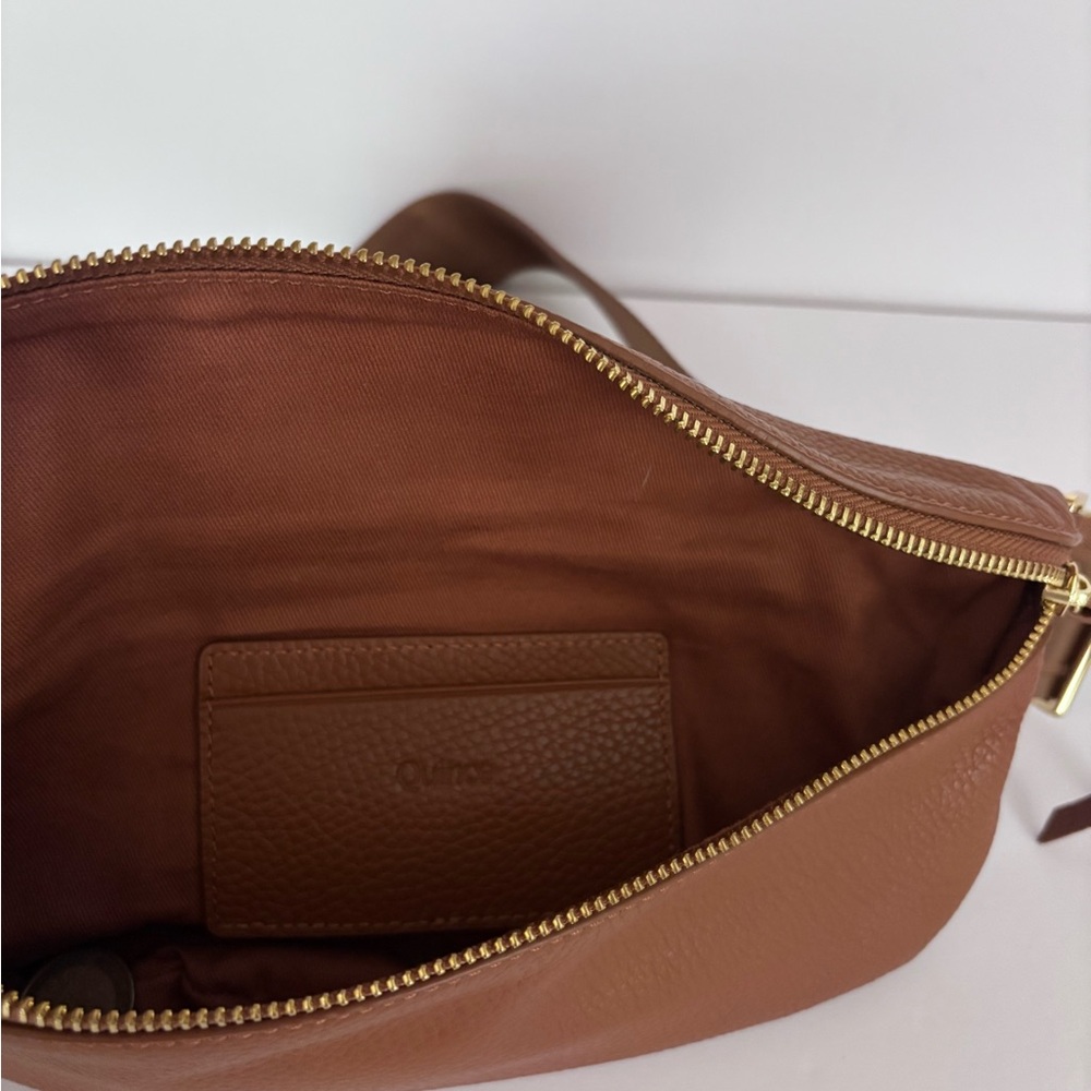 Quince Italian Pebbled Leather Sling Bag | Cognac | Classic | Contemporary - Picture 3 of 5
